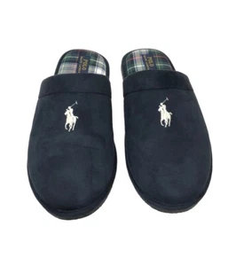 Ralph Lauren Navy Blue Slippers with White Polo Logo Pony Suede Men’s 13 - Picture 1 of 6