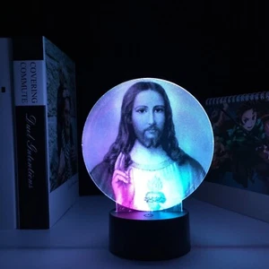 Two Tone Lamp Jesus Birthday Gift Light Colorful Bedroom Decor Manga LED Lamp - Picture 1 of 24