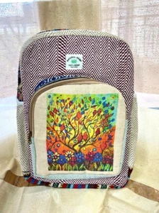 Großer Hanf Rucksack Lebensbaum Hippie Yoga Wander Reise Tasche Schultasche - Bild 1 von 5