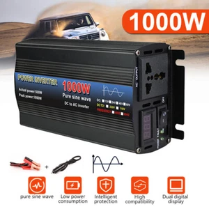 1000W Spannungswandler 12V 24V auf 220V Reiner Sinus Inverter Wechselrichter - Afbeelding 1 van 14