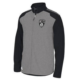 NUEVA $70 Chaqueta Adidas ORIGINALES NBA BROOKLYN NETS Tip-Off Cremallera Completa Negra Gris - Imagen 1 de 1