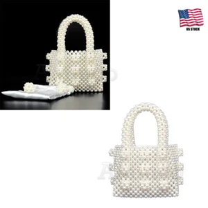 Elegante borsa donna con fiore di perla rotonda fatta a mano in imitazione perla - Foto 1 di 5