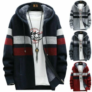 Men Winter Fleece Lined Jacket Casual Hooded Warm Zip Up Coat SweatshirtOutwear扌 - Picture 1 of 17