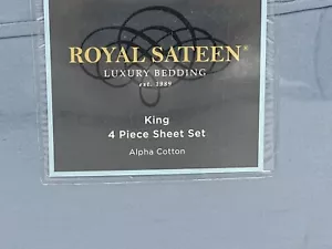 New Royal Sateen Luxury 4 Piece Sheet Set Alpha Cotton 1000 TC King MSRP $199.99 - Picture 1 of 7