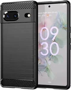 Pour GOOGLE PIXEL 7 COQUE NOIR FIBRE DE CARBONE SILICONE ETUI HOUSSE ANTICHOC - Photo 1 sur 7