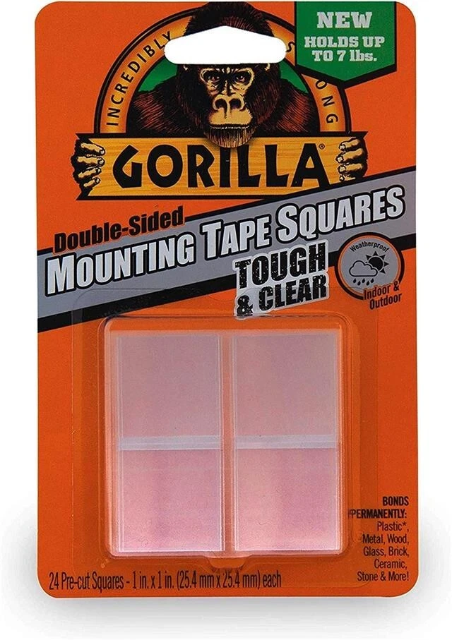 GORILLA GLUE GORILLA MOUNTING TABS SQUARES DOUBLE SIDED CLEAR TAPE STICKY PADS ADHESIVE GLUE