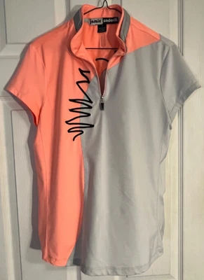 Camisa Top Jamie Sadock Melocotón y Gris 1/4 Cremallera Manga Corta Elastizada Para Mujer Pequeña’s Foto 1 de 4