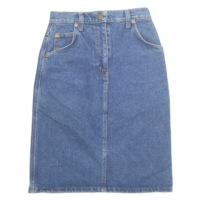Vintage VALENTINO Womens Straight Skirt Blue Knee Length 90s Denim S - Image 1 of 4