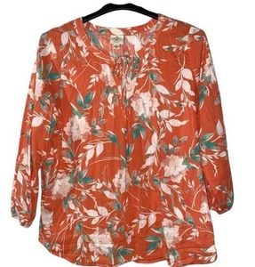 Camicetta donna St. John’s Bay arancione stampa floreale manica dolman LT grande alta - Foto 1 di 4