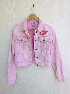 Coca Cola Cherry Coke Pink Denim Cropped Jacket Cotton Women's Size Small - Picture 1 of 7