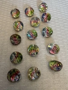 Juego de 15 botones de vidrio vintage Iris Rainbow AB joyas facetadas con respaldo de lámina de oro 13 mm - Imagen 1 de 4