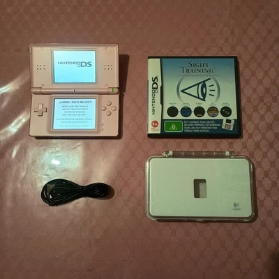 Nintendo DS Lite Pink Handheld System + Charge Cable & Game - image 1 of 4