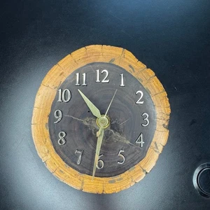 Mirland Albiston Wood Slice Clock Wall Decor Rustic Hand Crafted Quartz 6" - Picture 1 of 9