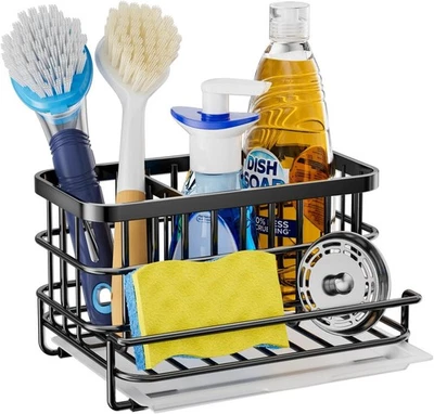 HapiRm Kitchen Sink Organizer, SUS304 不锈钢金属原色 防锈 多功能 — 第 1/4 张图片