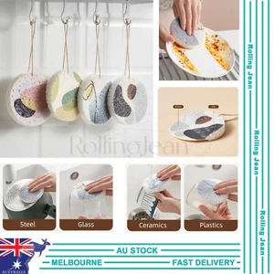 2 Pcs Wood Pulp Sponge Glass Cleaning Cloth Towel Dish Washing Microfibre Cotton - Picture 1 of 7