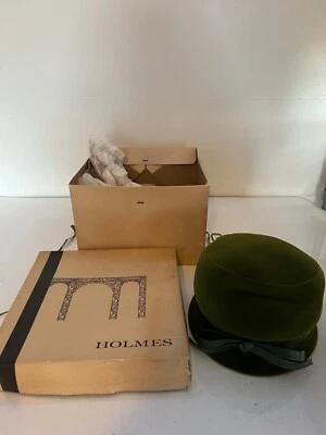 ANTIGUO SOMBRERO DE TERCIOPELO VERDE TALLA 22 MODOS VALERIE CON CAJA LEER Foto 1 de 4