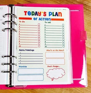 Tablero diario de dos caras Plan de acción de hoy para usar con Filofax A5~ - Imagen 1 de 3