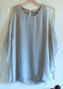 Environnement doux femme vert clair doublé poncho 100% soie taille PS petite S P - Photo 1/5
