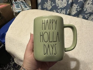 RAE DUNN RARE tasse verte sauge Happy Holla Days - Photo 1/4