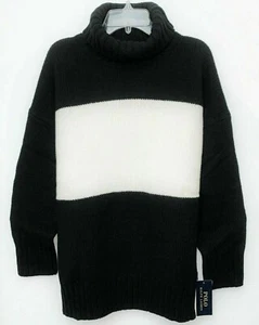Neu mit Etikett Polo Ralph Lauren Damen-Rollkragenpullover Merinowolle SCHWARZ Colorblock L - Bild 1 von 7
