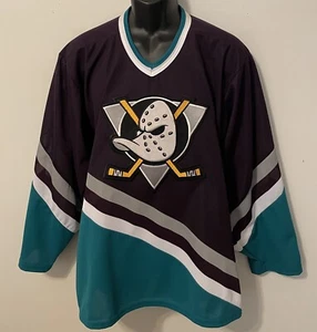 Vintage NHL ANAHEIM MIGHTY DUCKS CCM Jade/Eggplant JERSEY NEW OLD STOCK NWT MED - Picture 1 of 8
