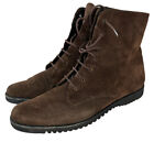 SALVATORE FERRAGAMO Brown Suede Furl Lined Lace Up Ankle Boots Booties 9.5 A4