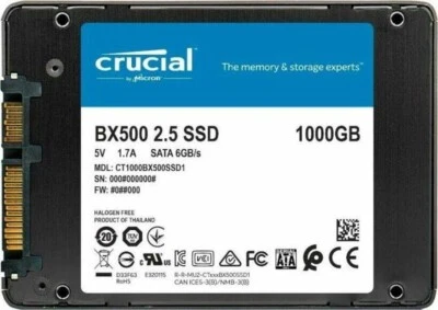 Crucial BX500 1TB 3D NAND SATA 2.5" Internal SSD/up to 540MB/s CT1000BX500SSD1 - Image 1 of 4