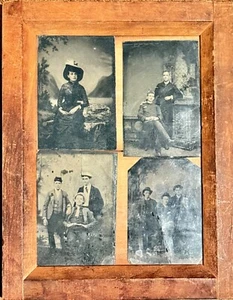 VINTAGE CONTACT FRAME WITH TINTYPE PHOTOS SUITABLE FOR DISPLAYING ON YOUR WALL - Photo 1/6