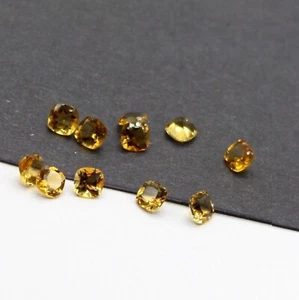 Cushion Faceted Cut 5 Pcs Citrine 8mm To 12mm Natural Calibrated Gemstone - Imagen 1 de 5