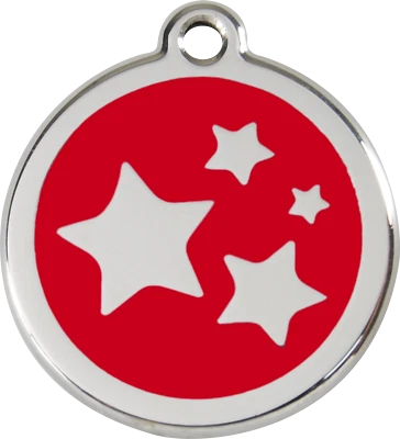 Steel Red Dingo Stars ID Dog Tag Black Purple Blue Green Yellow Orange Red Pink - Image 1 of 4
