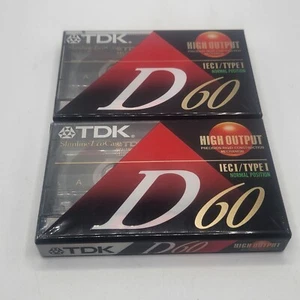 TDK D60 Blank Audio Cassette Tapes High Output IECI/Type Recording Lot of 2 NEW - Picture 1 of 4