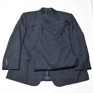 Joseph & Feiss 48S 46x30 Navy Blue Stripe 100% Wool Mens Jacket Pants Suit - Picture 1 of 12