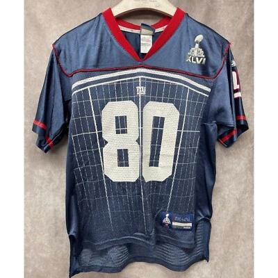 Camiseta Victor Cruz #80 New York Giants Reebok Super Bowl XLVI Juvenil Grande (14-16 Foto 1 de 4