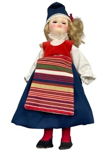 vintage Effanbee Denmark doll @1124 blue skirt and hat white blouse striped READ - Picture 1 of 7