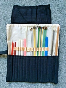 Vintage Posten 47 Teile Hero, Windo, Standard Stricknadeln Einzel + Doppelspitze + Tasche - Bild 1 von 7
