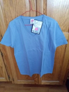 Hanes Her Way T-Shirt Top Tee Women's Small V Neck Blue Short Sleeve w/tags - Picture 1 of 3