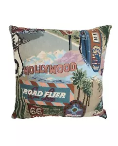 ROUTE 66 Hollywood Car Throw Pillow 16 x 16 x 8 Living Room Bedroom Vintage - Picture 1 of 11