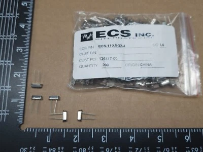 (50 pcs) ECS-110.5-32-4 ECS, CRYSTAL 11.0592 MHz 32pF Through Hole - Image 1 of 4