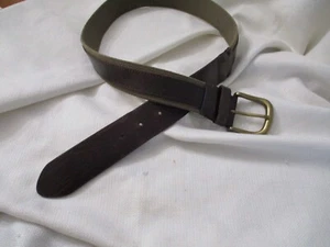 Banana Republic Hombre Cinturón 34" Cuero Genuino Marrón Oliva Correas 1.5" Latón - Imagen 1 de 4