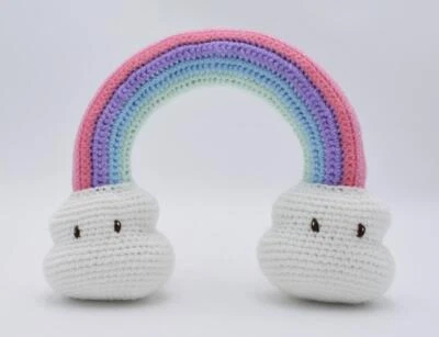 Мечтательная радужная и облачная погремушка игрушка ручной работы - Изображение 1 из 3