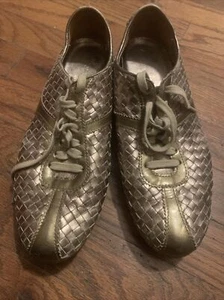 Cole Haan Women Air Leather Weave Casual  Tan Fashion Sneaker Shoes 7.5 B Shiny - Picture 1 of 12