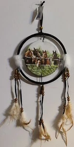 DREAMCATCHER INDIAN WITH A PICTURE OF HORSES HORSE FENCE TREES OUTDOOR (CR42) - Picture 1 of 2