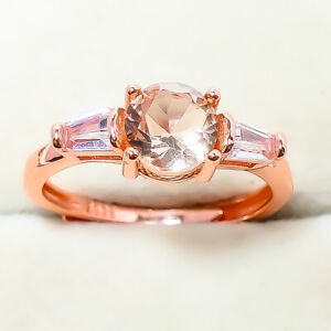 Morganite Quartz 925 Sterling Silver Rose Gold Plated Ring Adst. RC7397-11_2