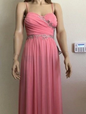 Vestido Junior Nuevo con Etiquetas B.Darling Adornado Sin Mangas Rosa Talla 3/4 Foto 1 de 4