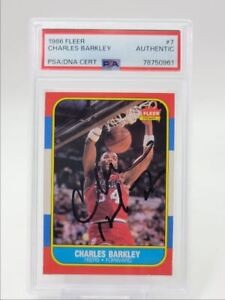 CHARLES BARKLEY 1986-87 FLEER BASKETBALL AUTOGRAPH RC AUTO PSA Q1518