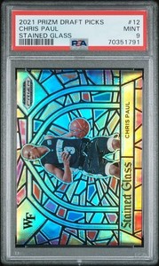2021-22 Panini Prizm Draft Picks Chris Paul Stained Glass Insert SSP #12 PSA 9