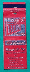 Route 66~TULSA, OKLAHOMA ~ RANCH-O-TEL ~ vintage ADVERTISING matchbook cover - Picture 1 of 3