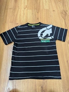 Youth Y2k Ecko Unlimited Black With White Stripe Big Rhino Logo Shirt Size Small - Picture 1 of 6