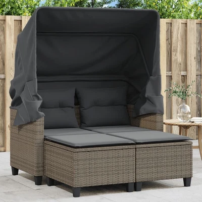 Garden Sofa Grey PE rattan, powder-coated steel 2-seater - Image 1 of 4