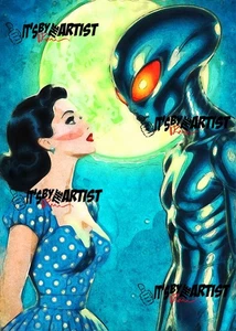 ACEO ATC Sketch - Alien - 1/1 - Authenticity Stamp - Picture 1 of 3